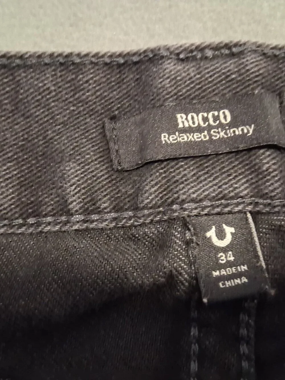 True Religion Black Rocco Relaxed Skinny Cargo Jeans W34xL34.5 Grunge Punk Goth